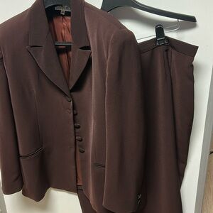 Women Skirt Suit -Burgundy.-Brown